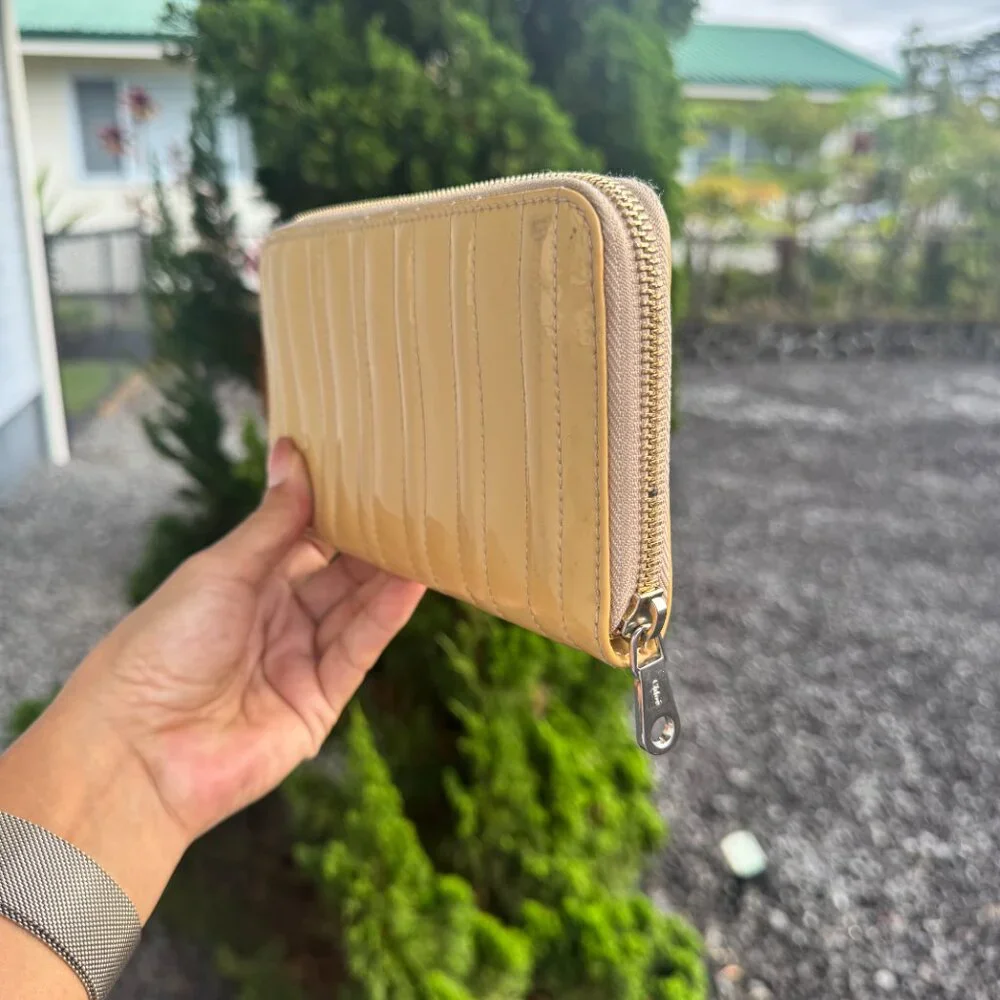 Chloe Wallet (FLAWS) Purse Long Wallet Authentic Beige Mustard Yellow